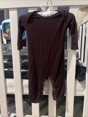 kate quinn Long-Sleeve Footed One-Piece in Dark Brown